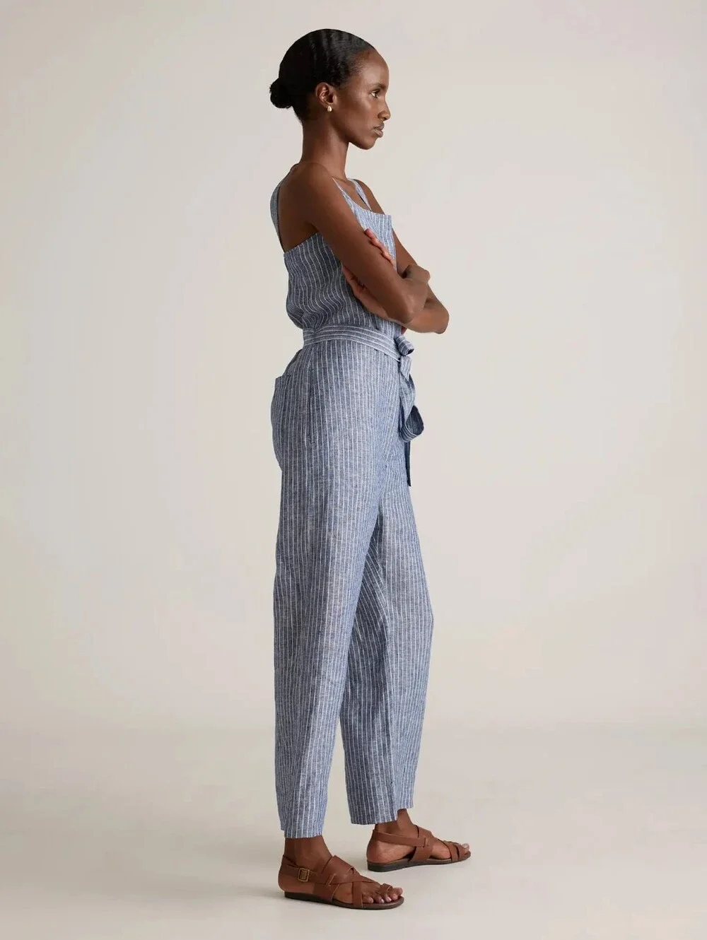NWT Quince 100% European Linen Square Neck Jumpsuit